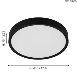 Eglo MUSURITA Plafondarmaturen kunststof, staal zwart / Kunststof wit H: 75 mm | Ø 440 mm