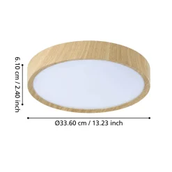 Eglo MUSURITA Plafondarmaturen kunststof, staal natuurlijke houtlook / Kunststof wit H: 60 mm | Ø 340 mm