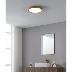 Eglo MUSURITA Plafondarmaturen kunststof, staal natuurlijke houtlook / Kunststof wit H: 60 mm | Ø 340 mm