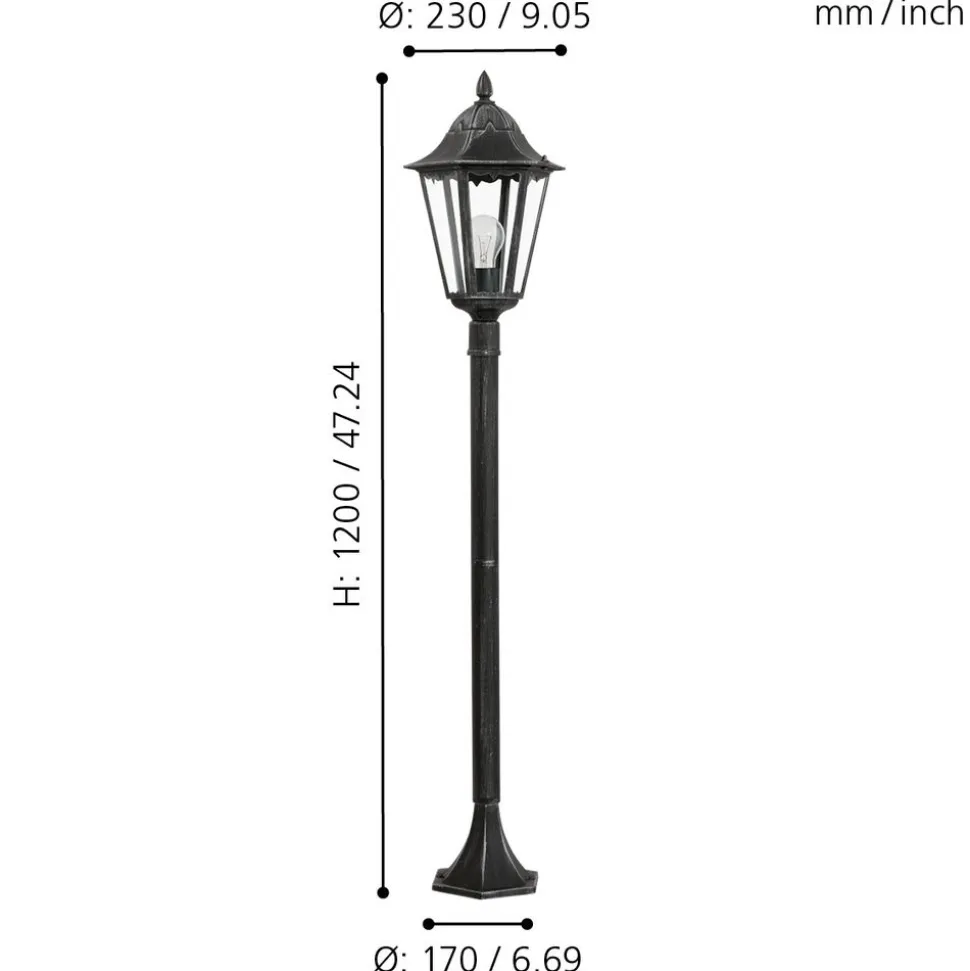 Eglo NAVEDO Staande lampen aluminium zwart, zilver-patina / Glas helder H: 1200 mm | Ø 230 mm