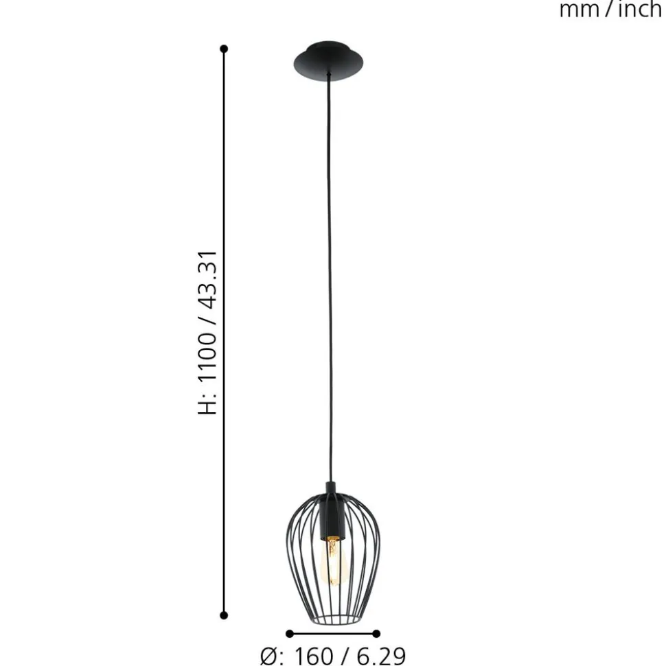Eglo NEWTOWN hanglamp staal zwart H: 1100 mm | Ø 160 mm