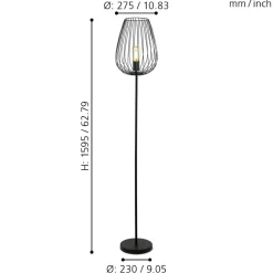 Eglo NEWTOWN Staande lampen staal zwart H: 1595 mm | Ø 275 mm