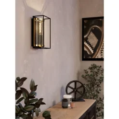 Eglo NOHALES Wandlamp staal zwart, geelkoper H: 320 mm