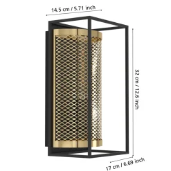 Eglo NOHALES Wandlamp staal zwart, geelkoper H: 320 mm