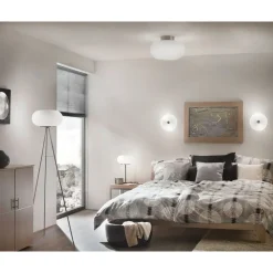 Eglo OPTICA Wand-/plafondlamp staal nikkel-mat / glas opaal-mat wit H: 210 mm | Ø 375 mm