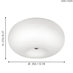 Eglo OPTICA Wand-/plafondlamp staal nikkel-mat / glas opaal-mat wit H: 210 mm | Ø 375 mm