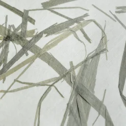 Eglo OXPARK hanglamp staal zwart / textiel met bamboebladeren wit, groen H: 1100 mm