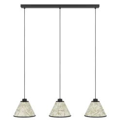 Eglo OXPARK hanglamp staal zwart / textiel met bamboebladeren wit, groen H: 1100 mm