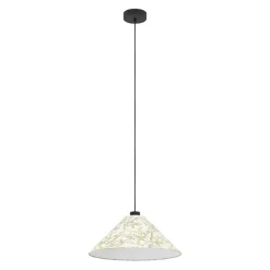 Eglo OXPARK hanglamp staal zwart / textiel met bamboebladeren wit, groen H: 1100 mm | Ø 420 mm