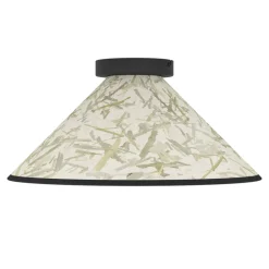 Eglo OXPARK Plafondarmaturen staal zwart / textiel met bamboebladeren wit, groen H: 195 mm | Ø 420 mm