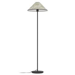 Eglo OXPARK Staande lampen staal zwart / textiel met bamboebladeren wit, groen H: 1465 mm | Ø 420 mm