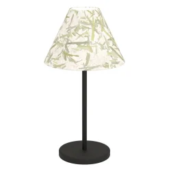 Eglo OXPARK Tafellampen staal zwart / textiel met bamboebladeren wit, groen H: 415 mm | Ø 220 mm