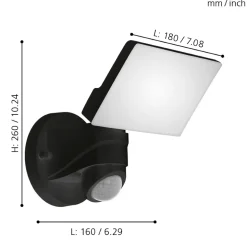 Eglo PAGINO Wandlamp Kunststof zwart H: 260 mm