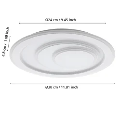 Eglo PALAGIANO 1 Plafondarmaturen staal wit / kunststof, staal satijn, wit H: 50 mm | Ø 300 mm