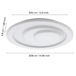 Eglo PALAGIANO 1 Plafondarmaturen staal wit / kunststof, staal satijn, wit H: 50 mm | Ø 380 mm