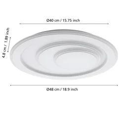 Eglo PALAGIANO 1 Plafondarmaturen staal wit / kunststof, staal satijn, wit H: 50 mm | Ø 480 mm