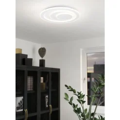 Eglo PALAGIANO 1 Plafondarmaturen staal wit / kunststof, staal satijn, wit H: 50 mm | Ø 480 mm