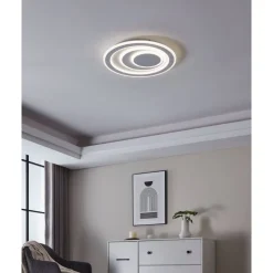 Eglo PALAGIANO 1 Plafondarmaturen staal wit / kunststof, staal satijn, wit H: 50 mm | Ø 480 mm