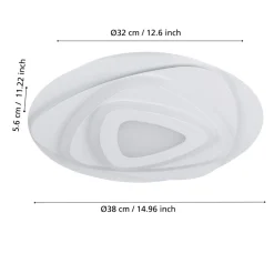 Eglo PALAGIANO Plafondarmaturen staal wit / kunststof, staal satijn, wit H: 55 mm | Ø 380 mm