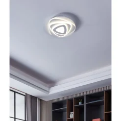 Eglo PALAGIANO Plafondarmaturen staal wit / kunststof, staal satijn, wit H: 55 mm | Ø 380 mm