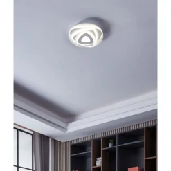 Eglo PALAGIANO Plafondarmaturen staal wit / kunststof, staal satijn, wit H: 55 mm | Ø 300 mm