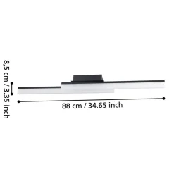 Eglo PALMITAL Wand-/plafondlamp aluminium, staal zwart / Kunststof satijn H: 90 mm