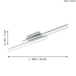 Eglo PALMITAL Wand-/plafondlamp aluminium, staal chroom / Kunststof helder H: 90 mm