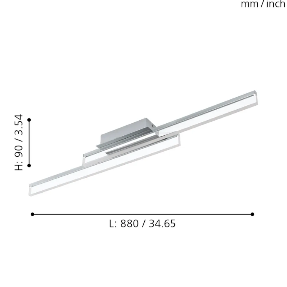 Eglo PALMITAL Wand-/plafondlamp aluminium, staal chroom / Kunststof helder H: 90 mm