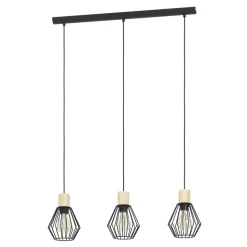 Eglo PALMORLA hanglamp staal, hout zwart, bruin H: 1100 mm