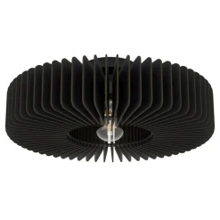 Eglo PALOMBAIA Plafondarmaturen staal zwart / Hout zwart H: 175 mm | Ø 500 mm