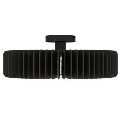 Eglo PALOMBAIA Plafondarmaturen staal zwart / Hout zwart H: 175 mm | Ø 500 mm