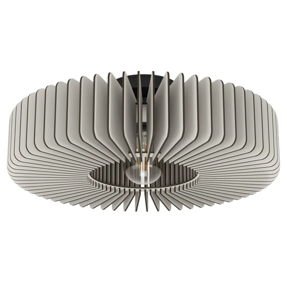 Eglo PALOMBAIA Plafondarmaturen staal zwart / Hout grijs H: 175 mm | Ø 500 mm