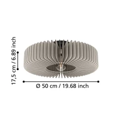 Eglo PALOMBAIA Plafondarmaturen staal zwart / Hout grijs H: 175 mm | Ø 500 mm