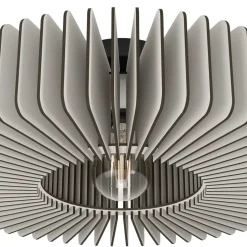 Eglo PALOMBAIA Plafondarmaturen staal zwart / Hout grijs H: 175 mm | Ø 500 mm