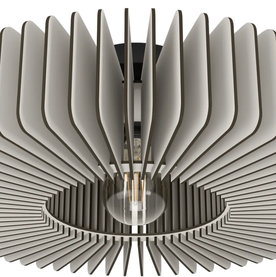 Eglo PALOMBAIA Plafondarmaturen staal zwart / Hout grijs H: 175 mm | Ø 500 mm
