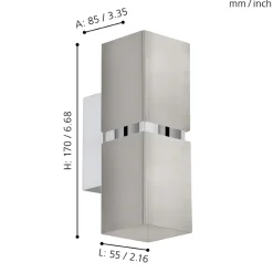 Eglo PASSA Wandlamp staal nikkel-mat, chroom H: 170 mm