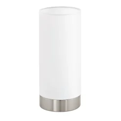 Eglo PASTERI Tafellampen staal nikkel-mat / textiel wit H: 255 mm | Ø 120 mm
