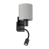 Eglo PASTERI Wandlamp staal zwart / textiel antraciet-bruin H: 380 mm