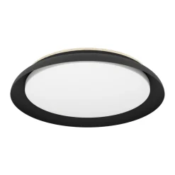 Eglo PENJAMO 1 Plafondarmaturen staal, hout zwart, bruin / Kunststof wit H: 65 mm | Ø 465 mm