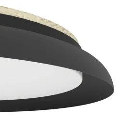 Eglo PENJAMO 1 Plafondarmaturen staal, hout zwart, bruin / Kunststof wit H: 65 mm | Ø 465 mm