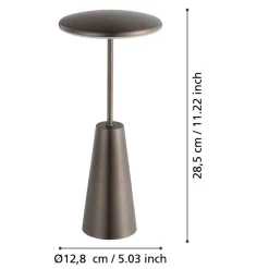 Eglo PICCOLA Tafellampen staal donker brons / Kunststof wit H: 280 mm | Ø 130 mm