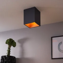 Eglo POLASSO Plafondarmaturen aluminium, kunststof zwart, koper H: 120 mm