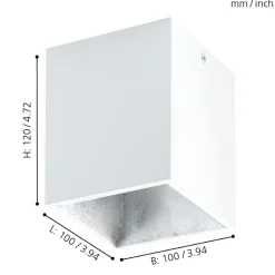 Eglo POLASSO Plafondarmaturen aluminium, kunststof wit, zilver H: 120 mm