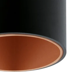 Eglo POLASSO Plafondarmaturen aluminium, kunststof zwart, koper H: 120 mm | Ø 100 mm