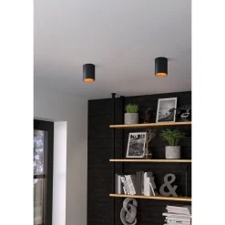 Eglo POLASSO Plafondarmaturen aluminium, kunststof zwart, koper H: 120 mm | Ø 100 mm