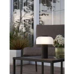 Eglo PONENTE Tafellampen staal zwart / Glas wit H: 200 mm | Ø 160 mm