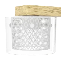 Eglo PORTICO-Z hanglamp staal, hout wit, bruin / staal, glas wit, helder H: 1100 mm