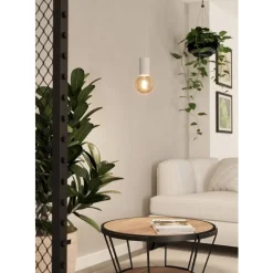 Eglo POZUETA 1 hanglamp staal wit H: 1100 mm | Ø 65 mm