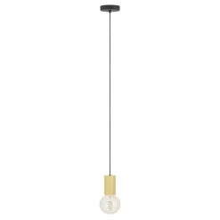 Eglo POZUETA 1 hanglamp staal, hout zwart, bruin H: 1100 mm | Ø 65 mm