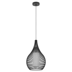 Eglo RAZONI 1 hanglamp staal zwart / staal, glas zwart, wit H: 1100 mm | Ø 325 mm